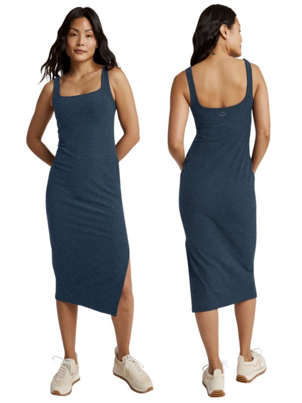 Beyond Yoga Spacedye Icon Midi Dress Womens Small Nocturnal Navy Activewear NWOT
